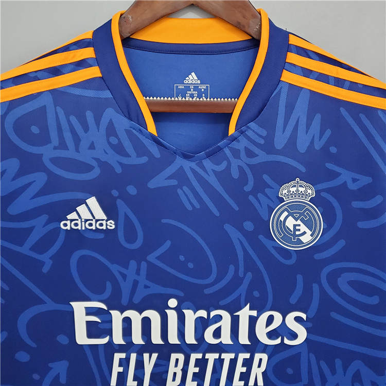 Real Madrid 21-22 Away Blue Soccer Jersey Football Shirt - Click Image to Close